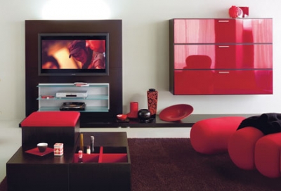 Мебель для гостиной с глянцевым мдф