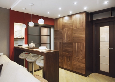 Гостиная шпон ореха, массив